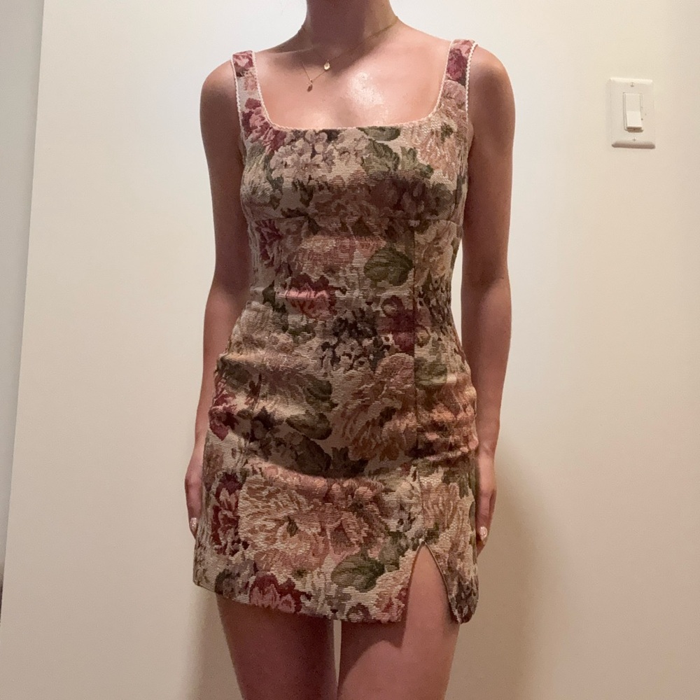 Altar'd State Cream Lace-Trimmed Dress